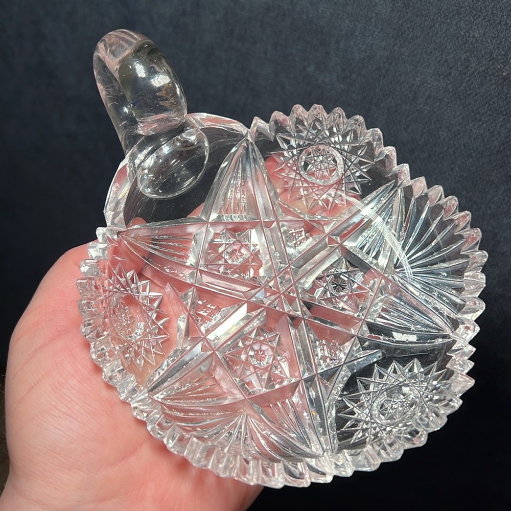 Vintage Antique American Brilliant Cut Crystal Nappy Dish Nut Candy Dish